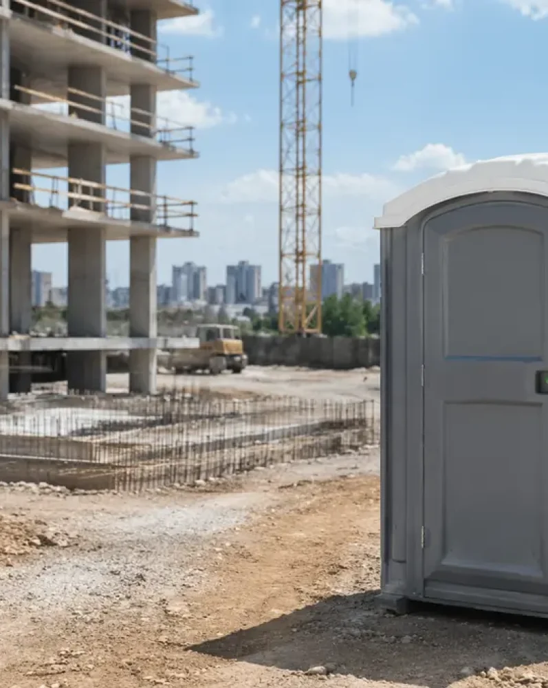 Portable Toilets For Construction Sites Placed For Easy Crew Access